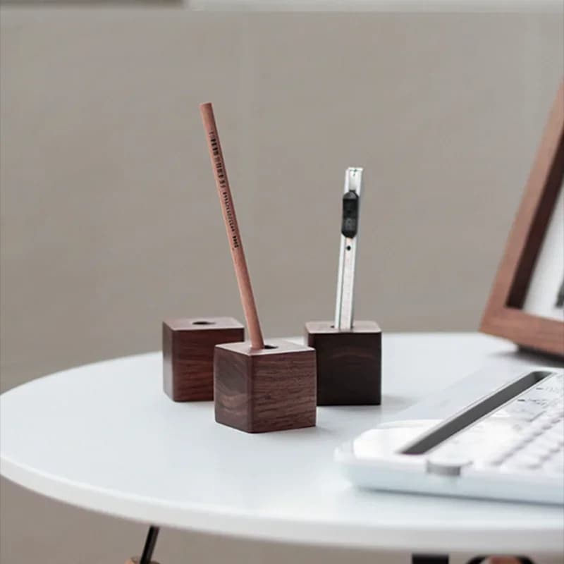 Creative Wooden Pen Holder Office Desktop Storage Ornaments Minimalist Furnishings Office Supplies Multifunction Storage Box