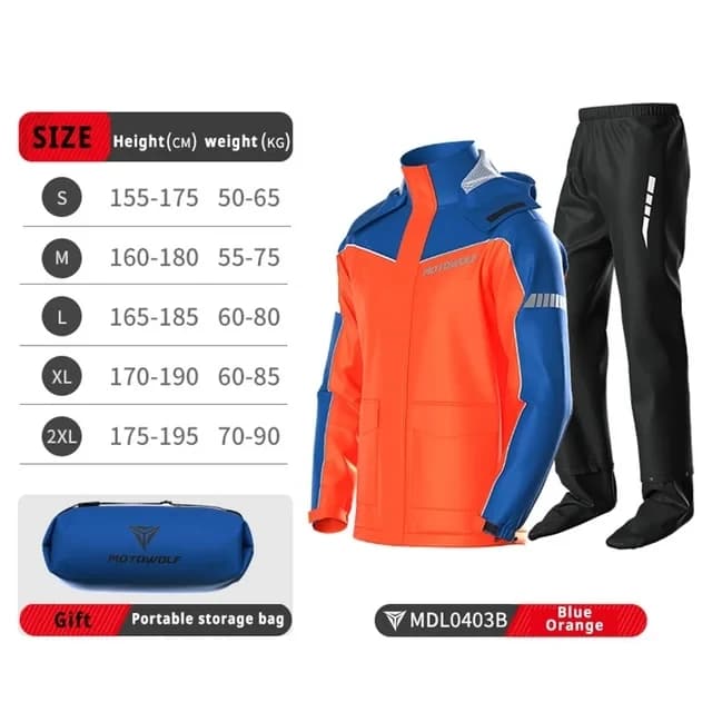 Motorcycle Split Waterproof Rainsuit with Accessories