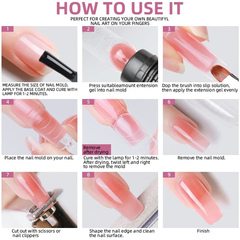 Nail Extension Gel UV Set with Tools