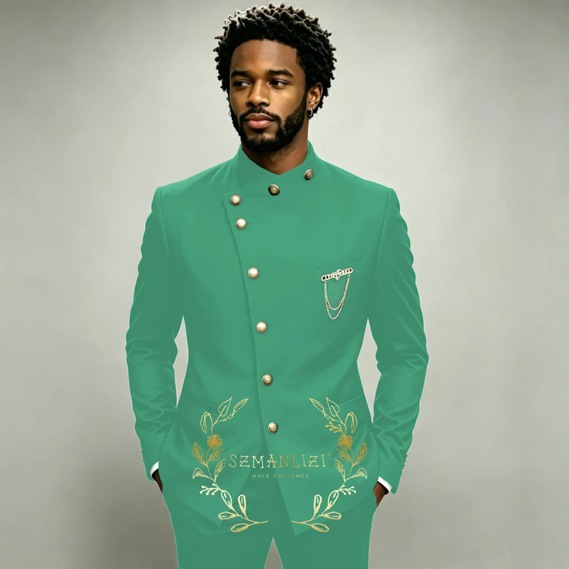 Navy Double Breasted Slim Fit Formal Suit