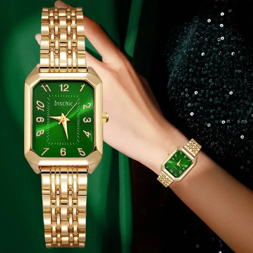 4-piece set of ladies' trend watches with different colored dials, alloy straps, high taste and high quality