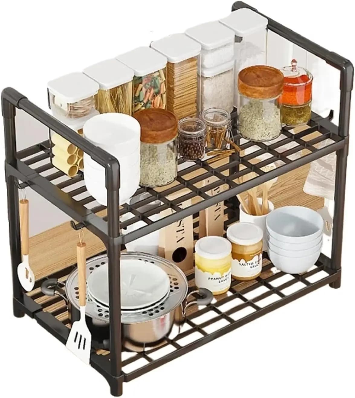 Storage Shelves Organizer Sturdy Shelving Space-Saving Shelves Organizer for Pantry Laundry Kitchen