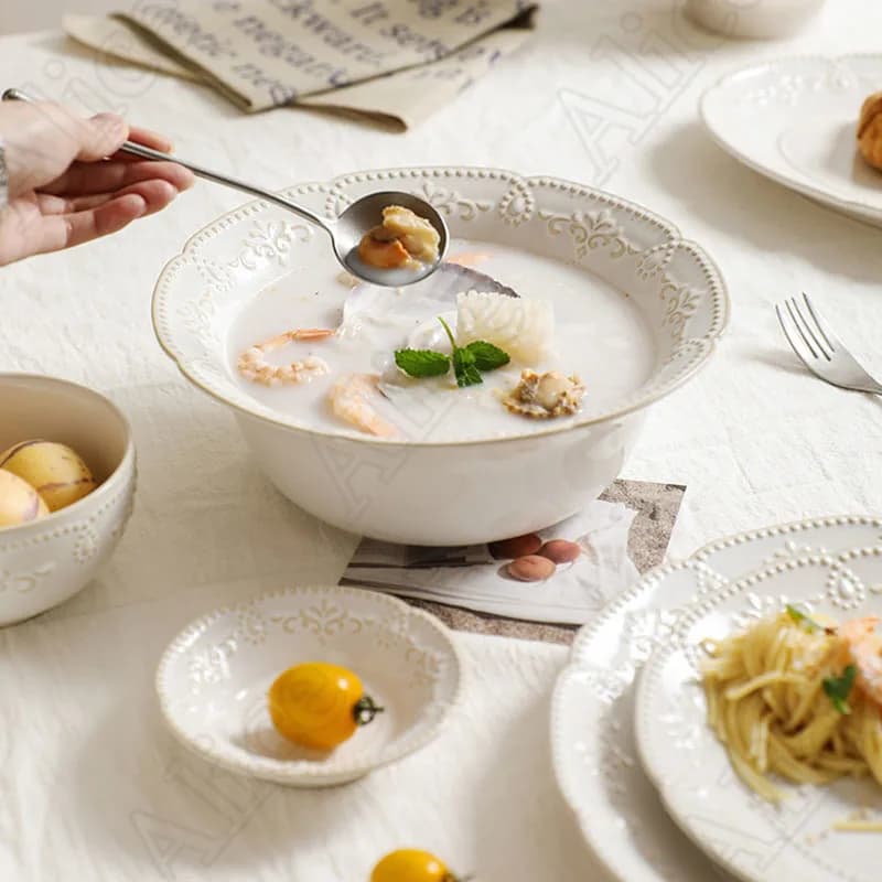 Baroque Vintage Ceramic Dinner Plates Set