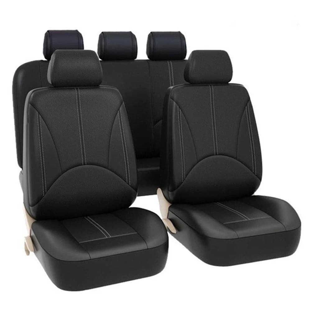 Universal Car Seat Cover 5 Seat Leather Full Seat Covers for Sedans SUV Auto Black Color