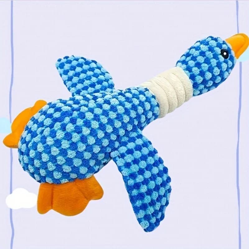 Pet Dog Toys Cute Goose Shape Plush Squeaky Chew Toy Bite Resistant Teeth Cleaning Interactive Stuffed Molar Pet Play Toys