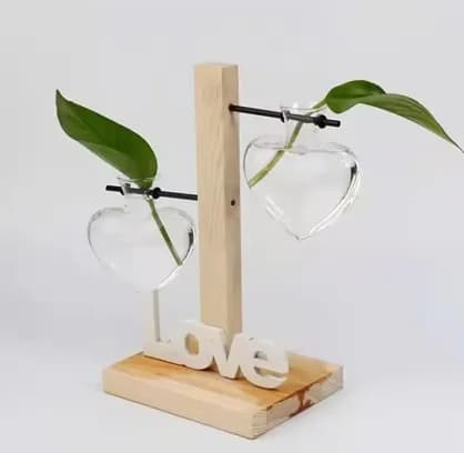 Wooden Frame Glass Hydroponic Vase