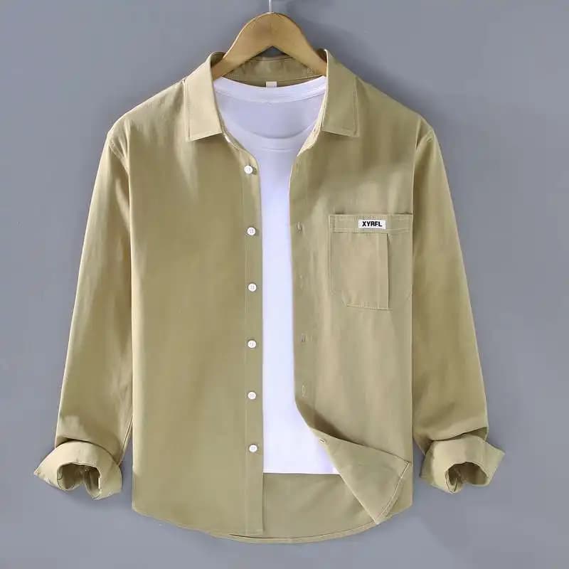Men's Casual Solid Long Sleeve Button Up Shirt