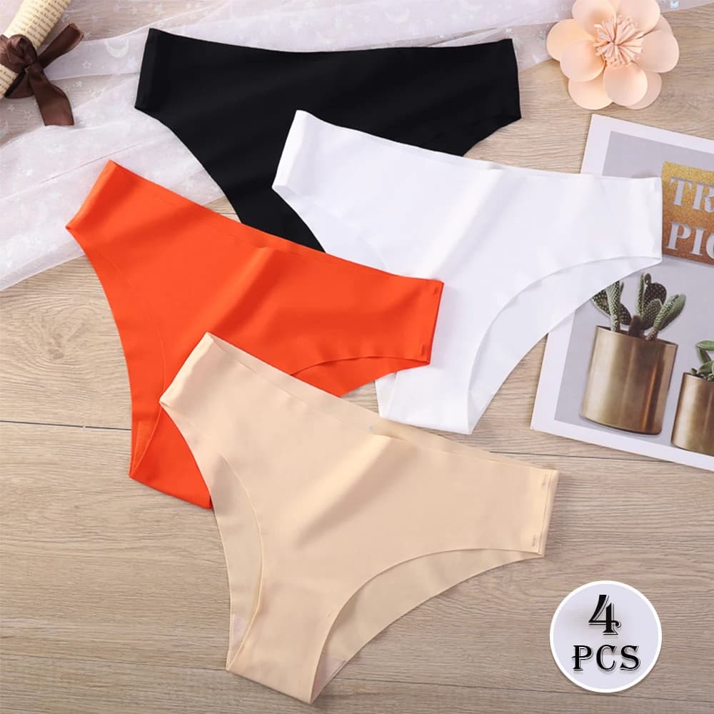 Seamless V-Waist Thong Panties 4-Pack