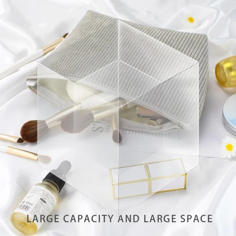 Toiletry Bag for Travel Corduroy Cosmetic Organizer with Sanitary Pad Pouch Cute Design for Women