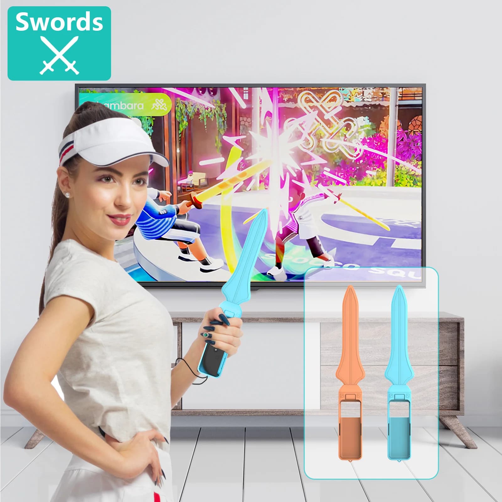 18 in 1 Sports Game Accessories Kit for NS Switch 2 Joy-Con , Golf Clubs Tennis Rackets Swords Wrist Strap Joy-Con Accessories