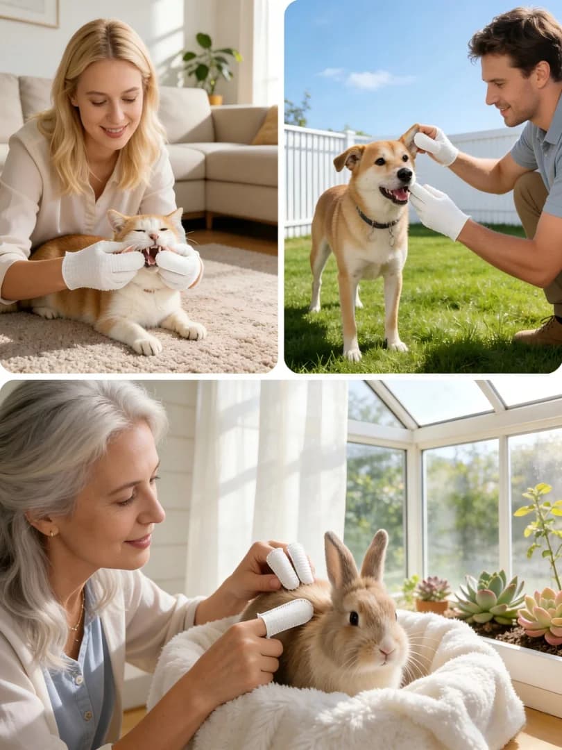 Pet Disposable Finger Wipes 50Pcs, Safe Gentle Wipes for Dogs Cats, Removes Tartar, Cleans Ears & Freshens Breath Easily