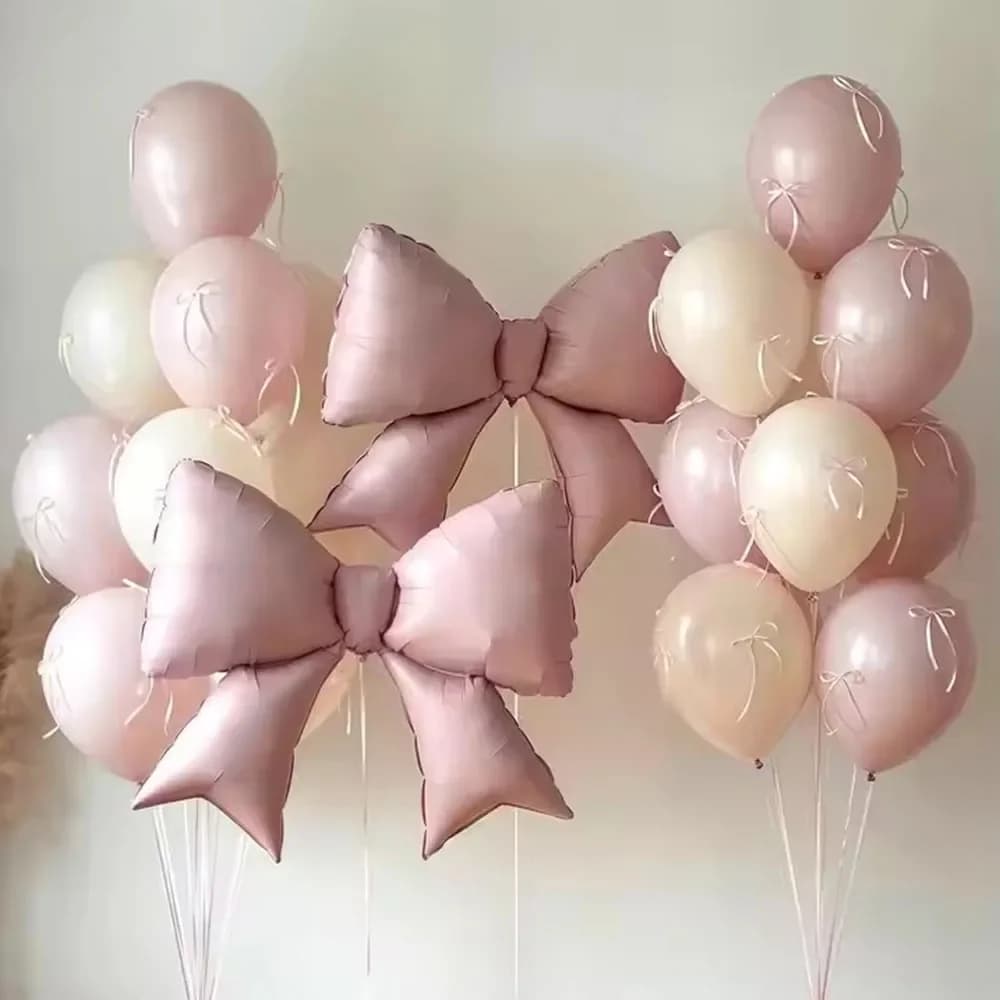 Pink Decorative Balloons with Bows - 12 Pack