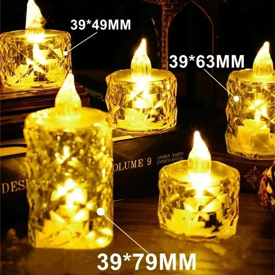 LED Crystal Candle Light 24/12PCS Flameless LED Light Candle Electronic Night Lamp Dating Party Holiday Home Wedding Decoration