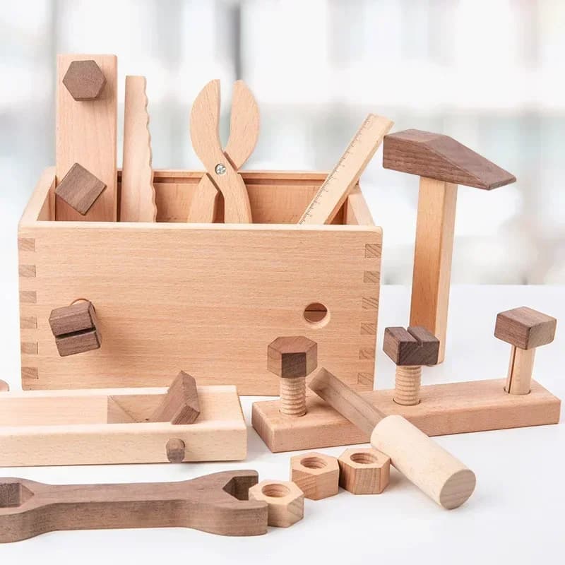 Wooden Kids Tool Set with Storage Box