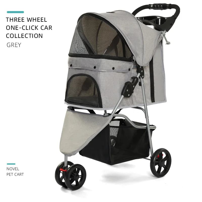 Foldable Pet Stroller with Safety Leash