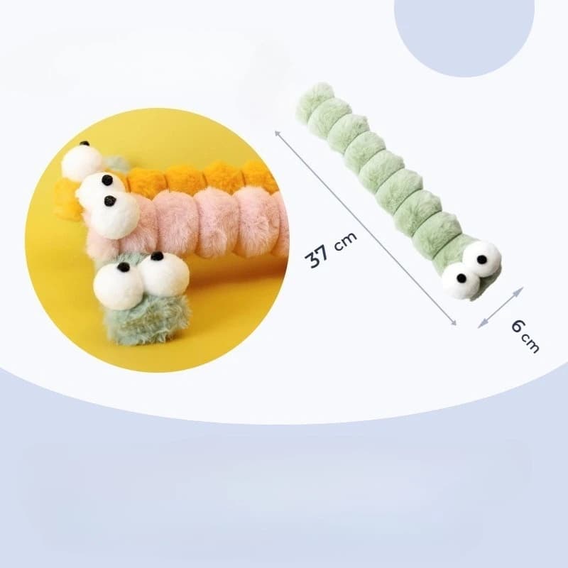 Cat Plush Chew Toy Plush Cushion Caterpillar Catnip Companionship Kitten Toy Cat Teaser Stick Interactive Cat Toy Supplies