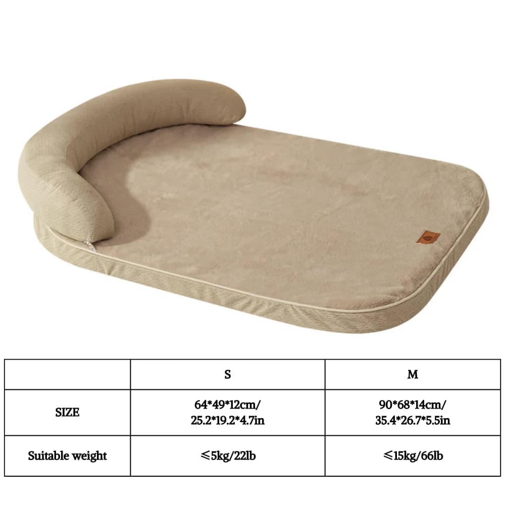 Sofa Dog Bed With Pillow Support Bolster
