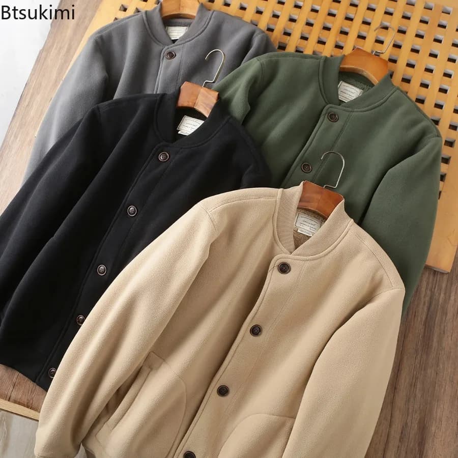 Men's Double-Sided Polar Fleece Baseball Jacket