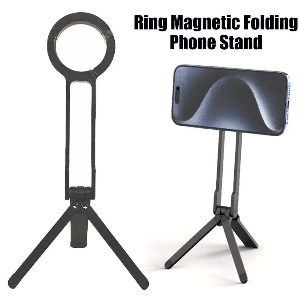 Foldable Phone Tripod Carabiner-Mounted For iPhone 17 16 15 Portable Dual-sided Magnetic Tripod Desk Mount Phone Handle Holder