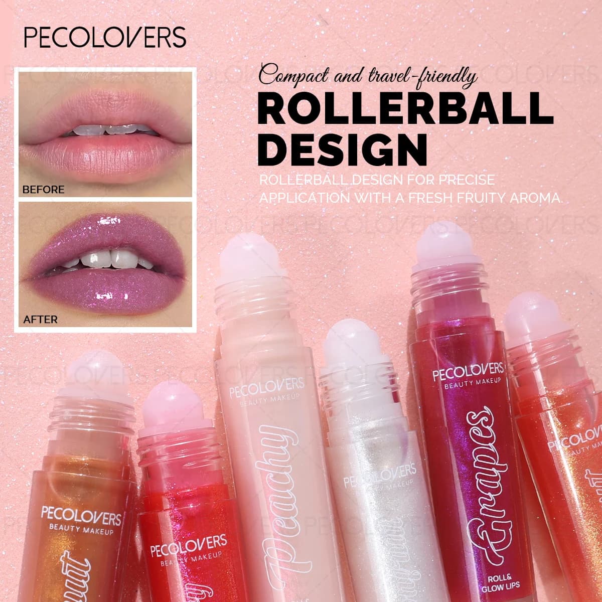1PC Roll-on Lip Gloss, Lip Gloss with Fine Shimmer, Tinted Lip Balm, Long-lasting Moisturizing Lips, Non-sticky, Lip Cosmetics