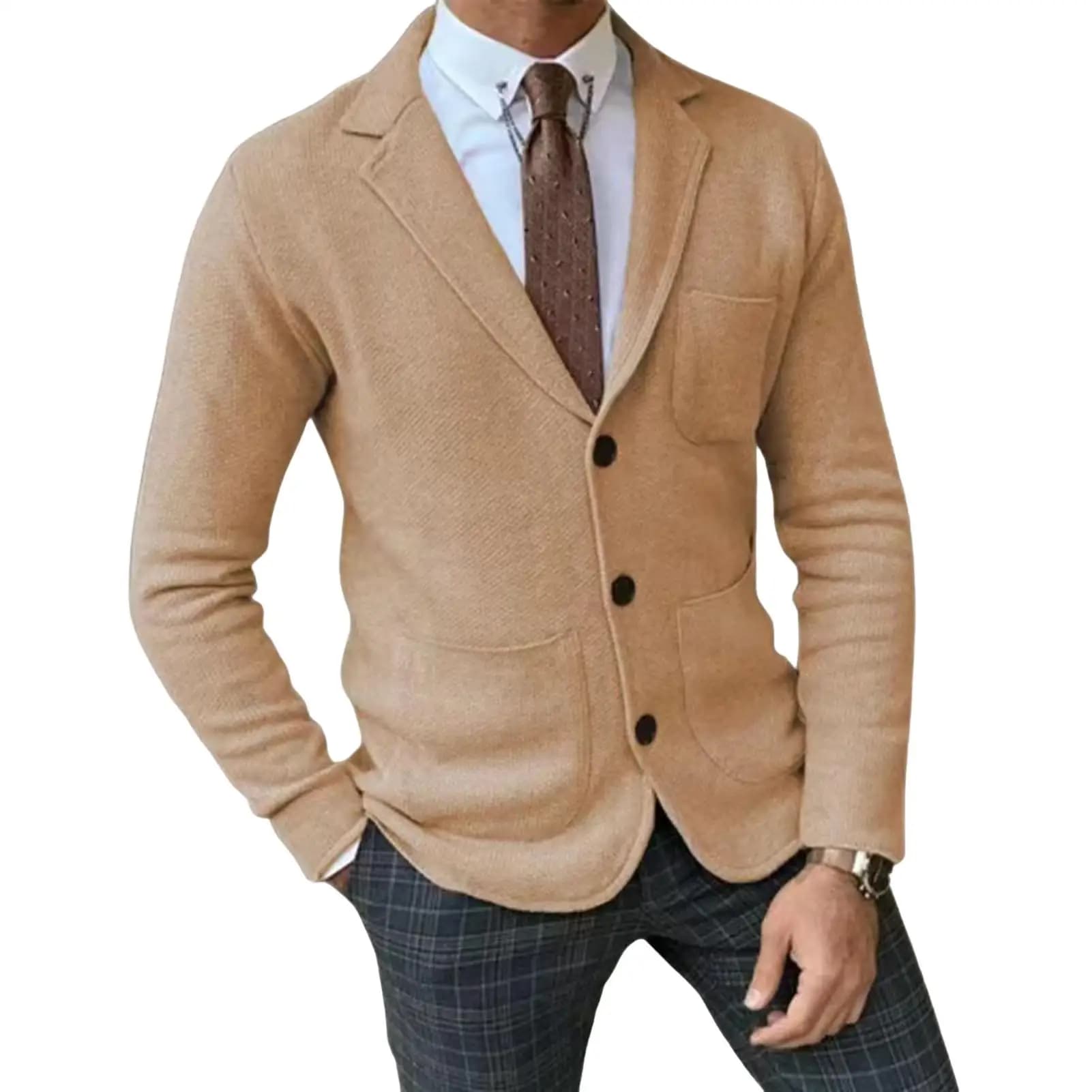 Men's Single-Breasted Solid Color Blazer