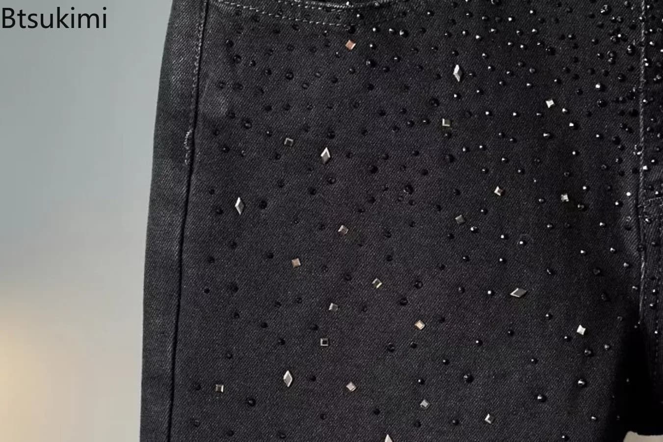 Men's Black Diamond Star Embellished Jeans