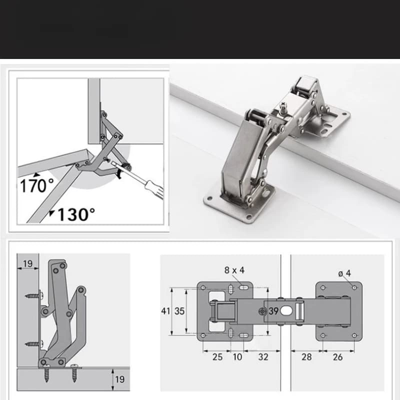165-Degree Heavy-Duty Cabinet Door Hinge