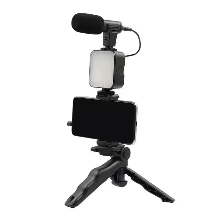 Smartphone Vlogging Kit With Tripod Phone Holder Mini Microphone LED Fill Light Starter For TikTok Live Stream Video YouTube