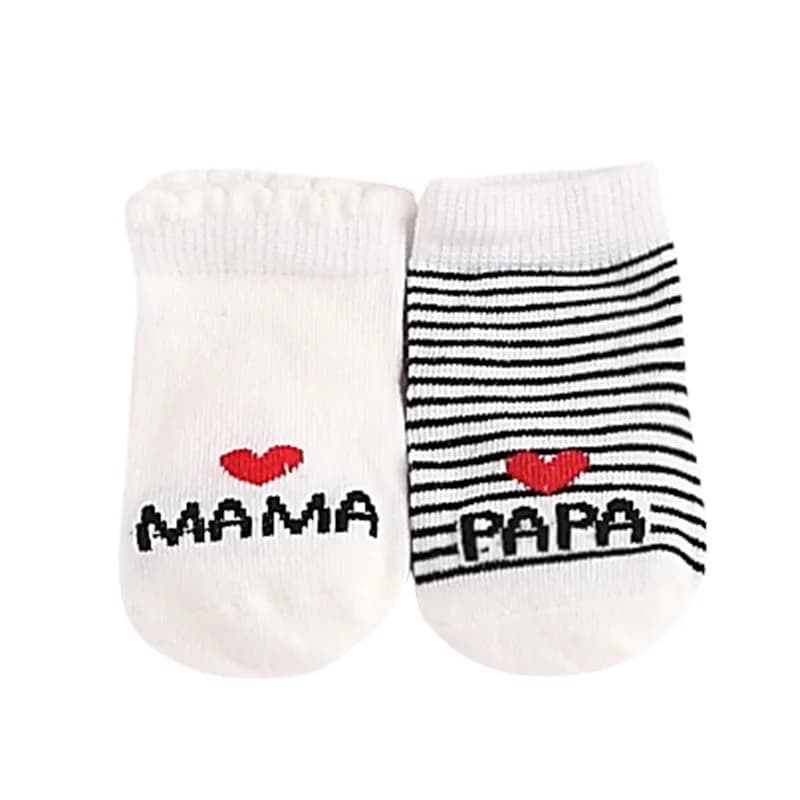 Newborn Baby Crew Socks Mama Papa 2-Pair