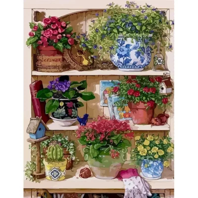 Paint By Numbers Potted Plant Landscape Canvas