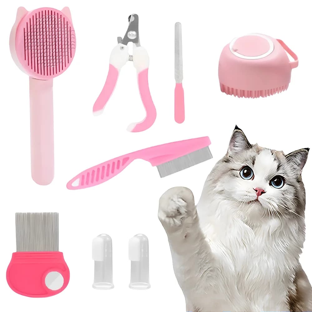 Pet Grooming Kit with Nail Clipper and Brushes