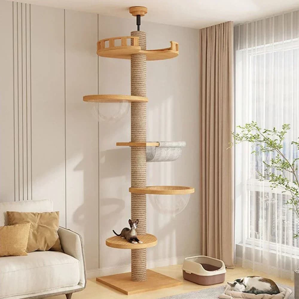 Adjustable Multi-Level Wooden Cat Climbing Frame