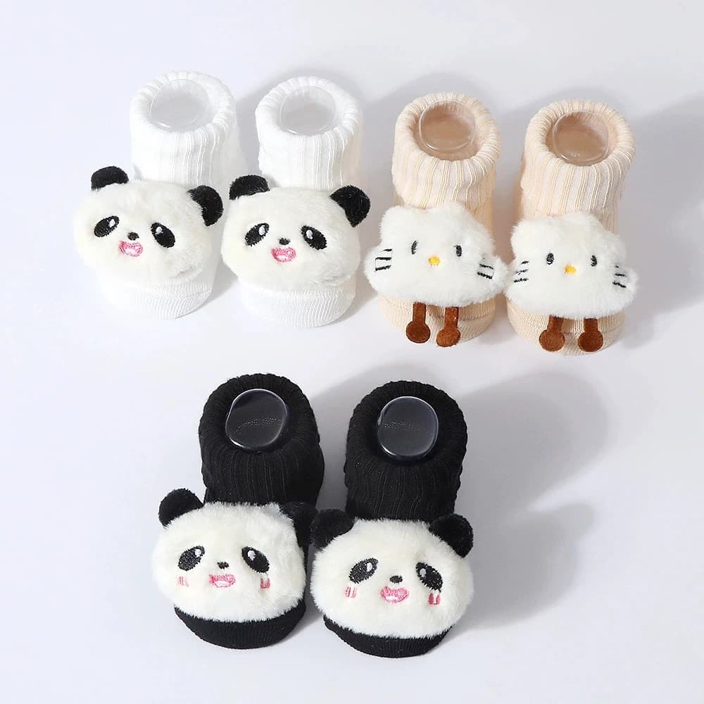 Newborn Cotton Baby Socks With Animal Prints 3-Pack