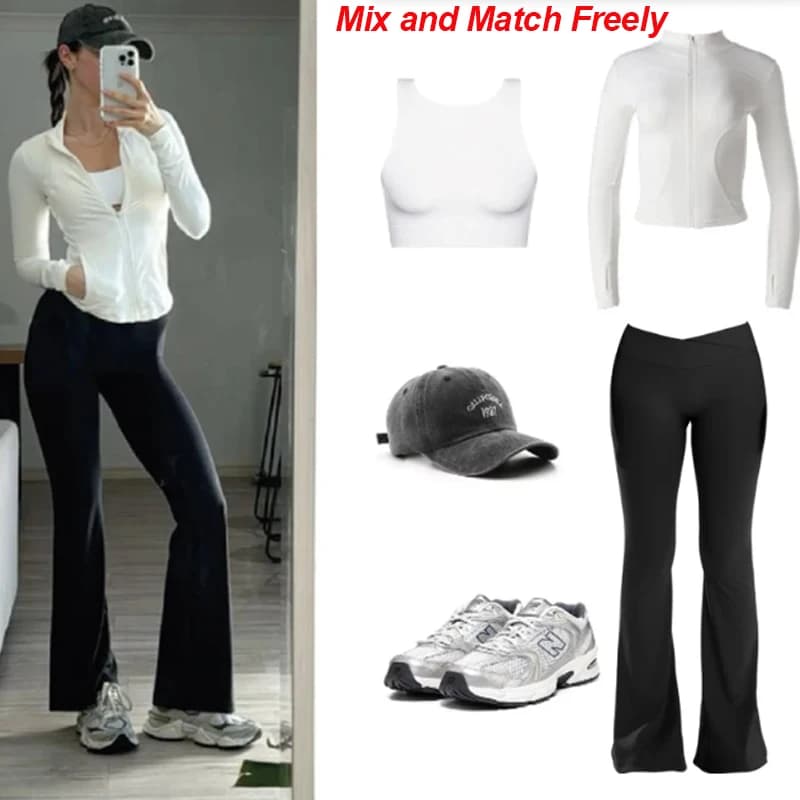 Sexy Flared Leggings Women's Running Pants Scrunch Butt Trousers Cross Waist Sports Tights Woman Wide Leg Fitness Workout Legins