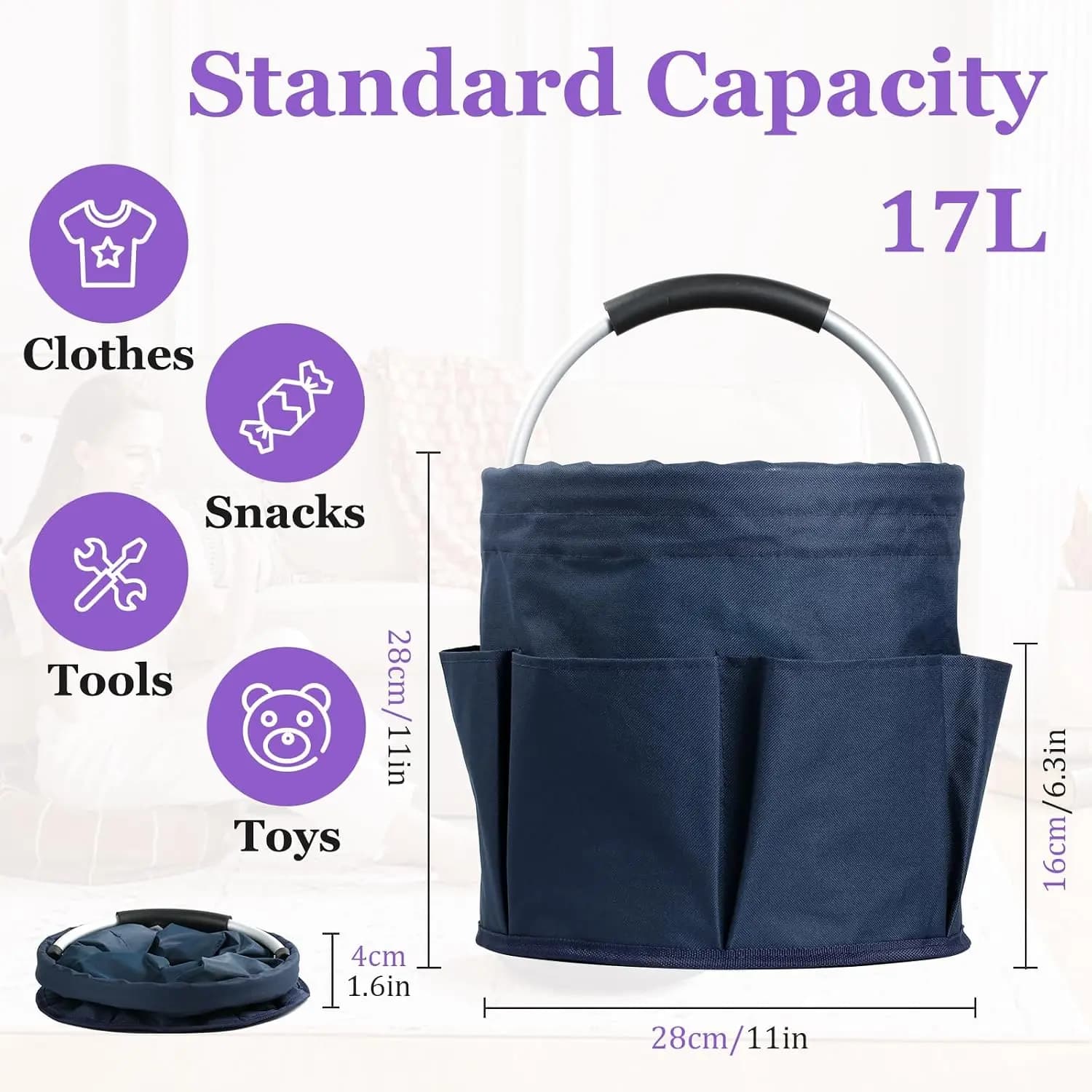 17L Foldable Cleaning Caddy with Handle