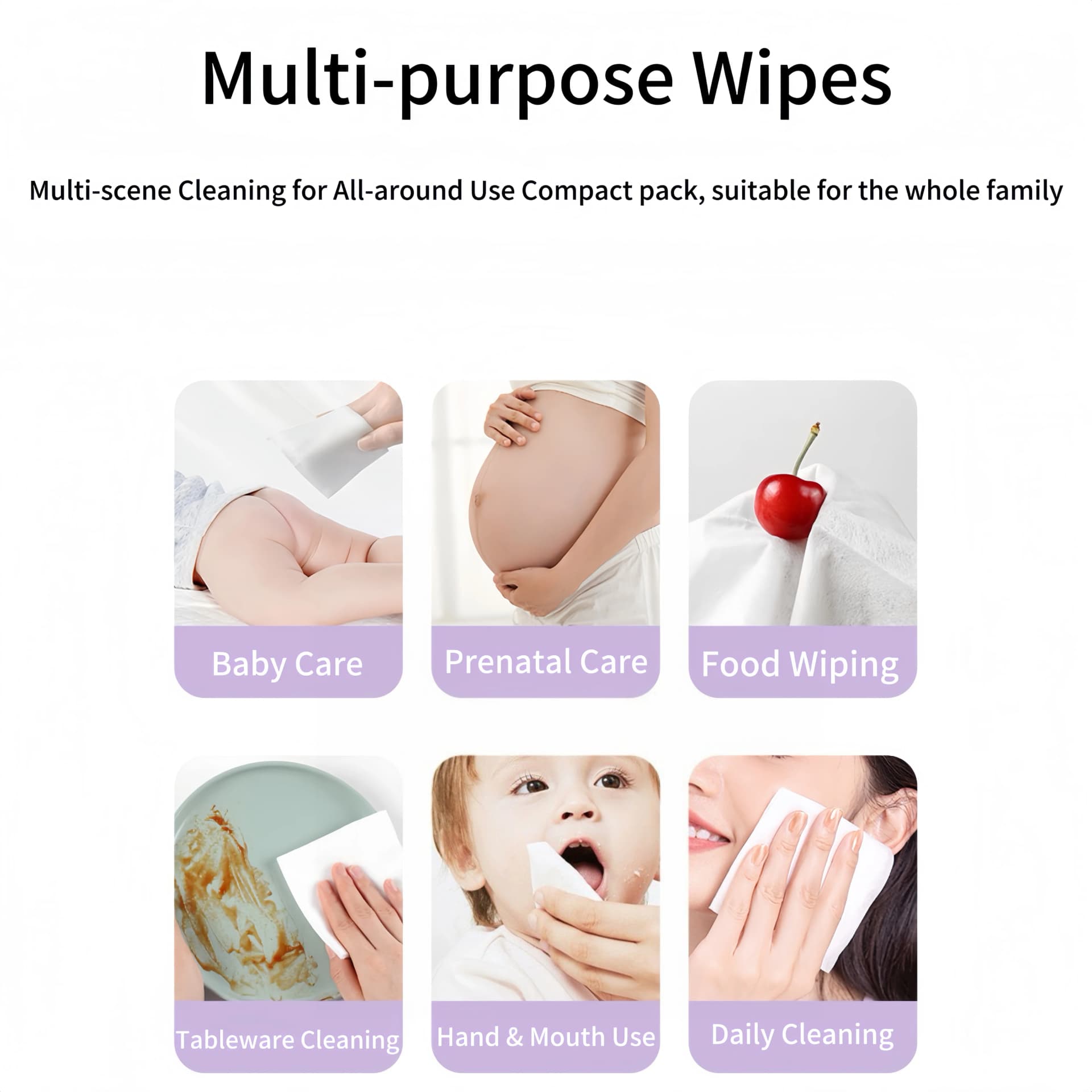 Portable Alcohol-Free Wet Wipes Multi-Purpose