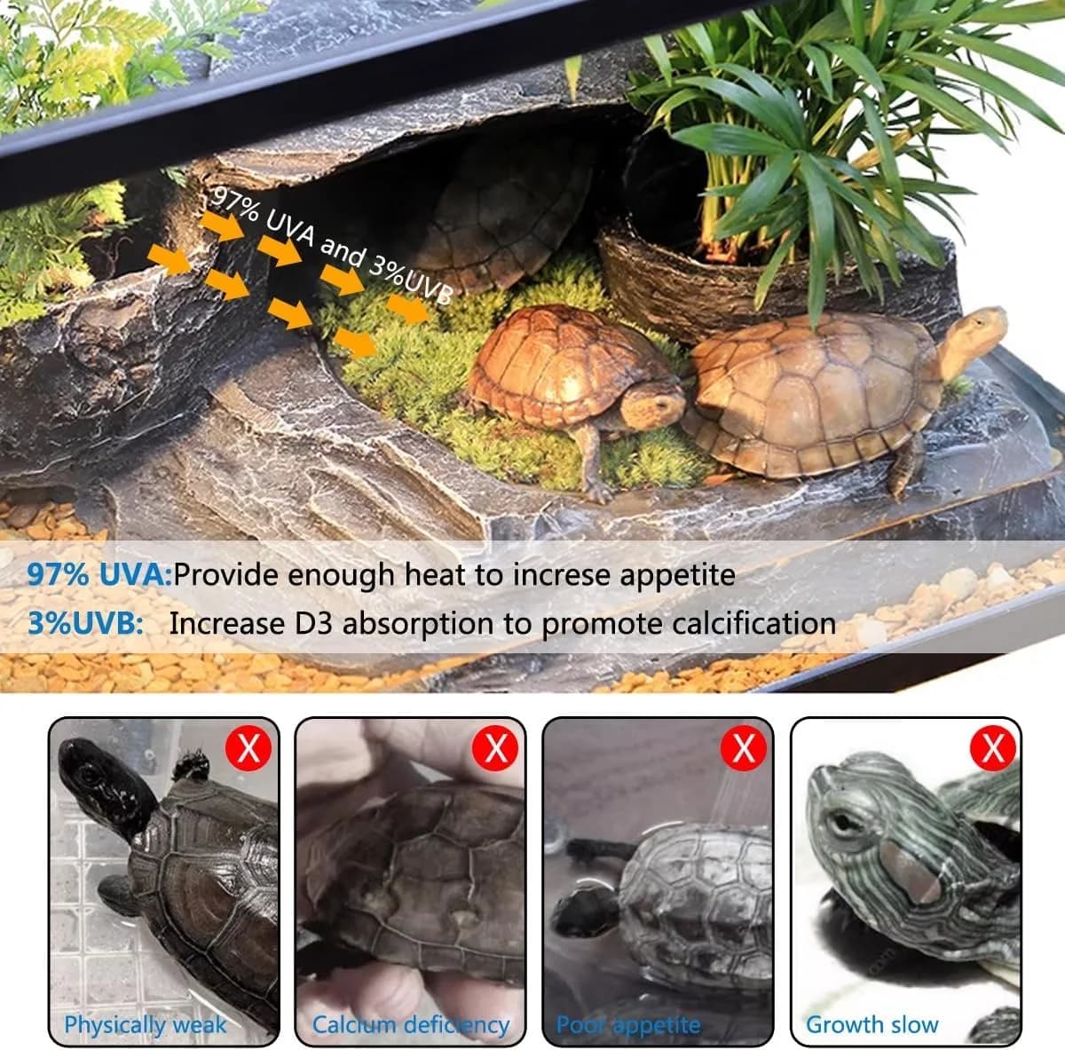 Reptile Heating Lamp with Rotatable Clip