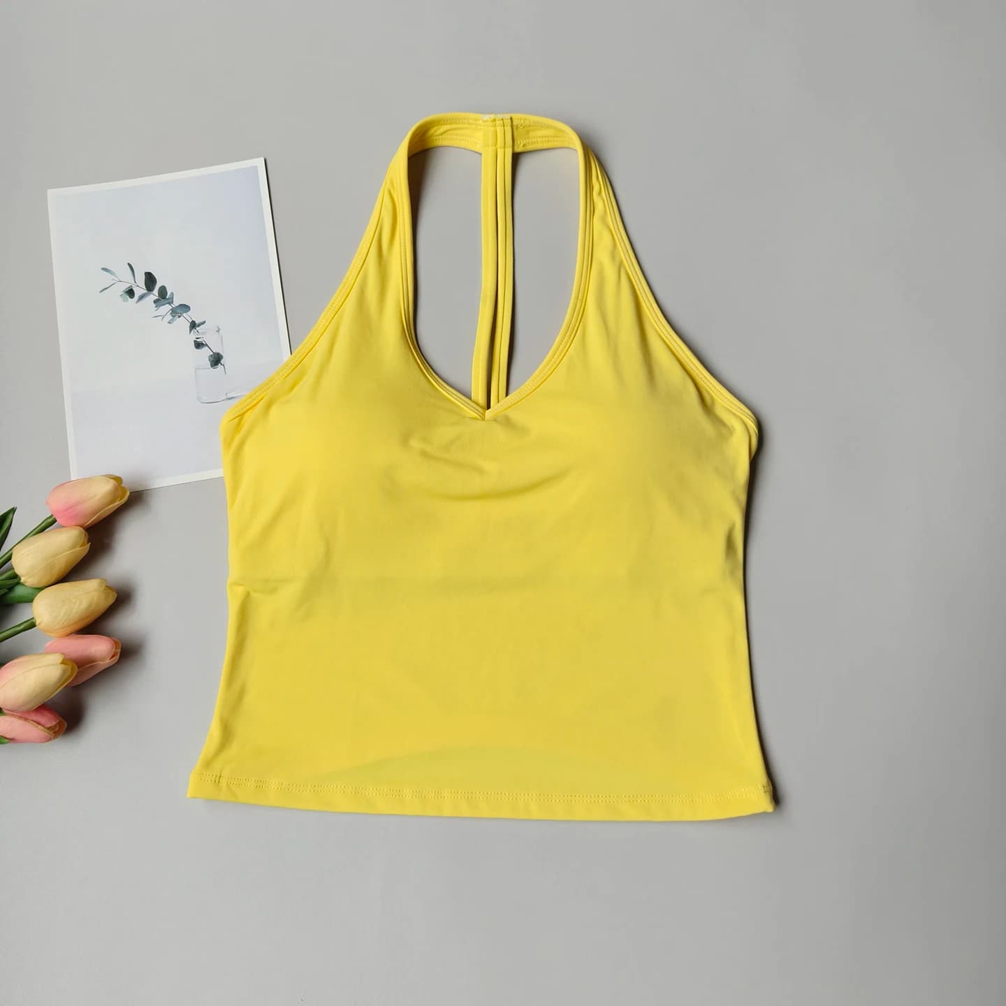 Women's V-Neck Sports Bra with Halter Back