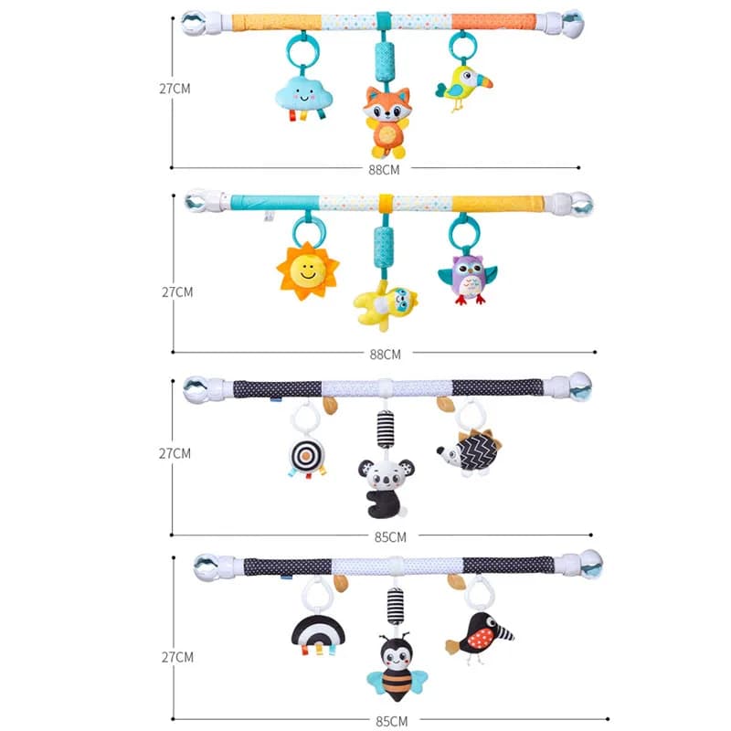 Infant Baby Stroller Arch Toy Play Bell Fun Newborns Sensory Activity Adjustable for Bouncers and Car Safe Seat Bed Hanging Toys