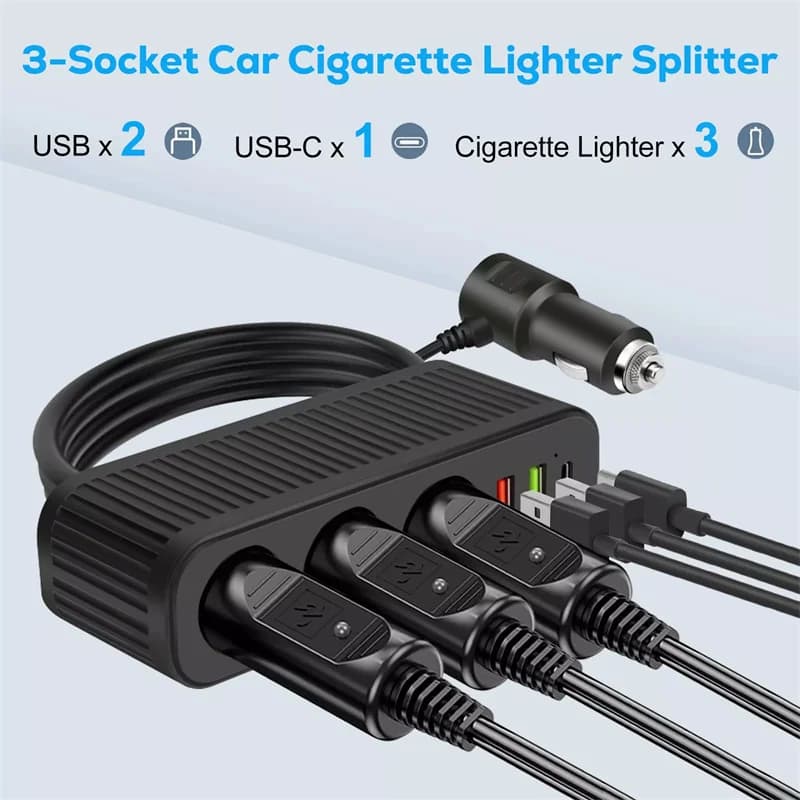 Car Charger For Phones 120W Plug And Play Charger Splitter Overcharge Protection Charger Adapter PD QC3.0 Car Charger