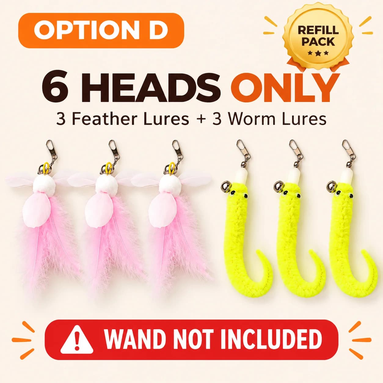 Telescopic Cat Wand Toy with 6 Feather Lures