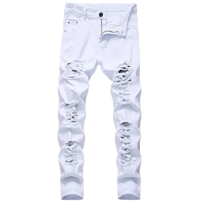 Black Ripped Narrow Fit Jeans Men
