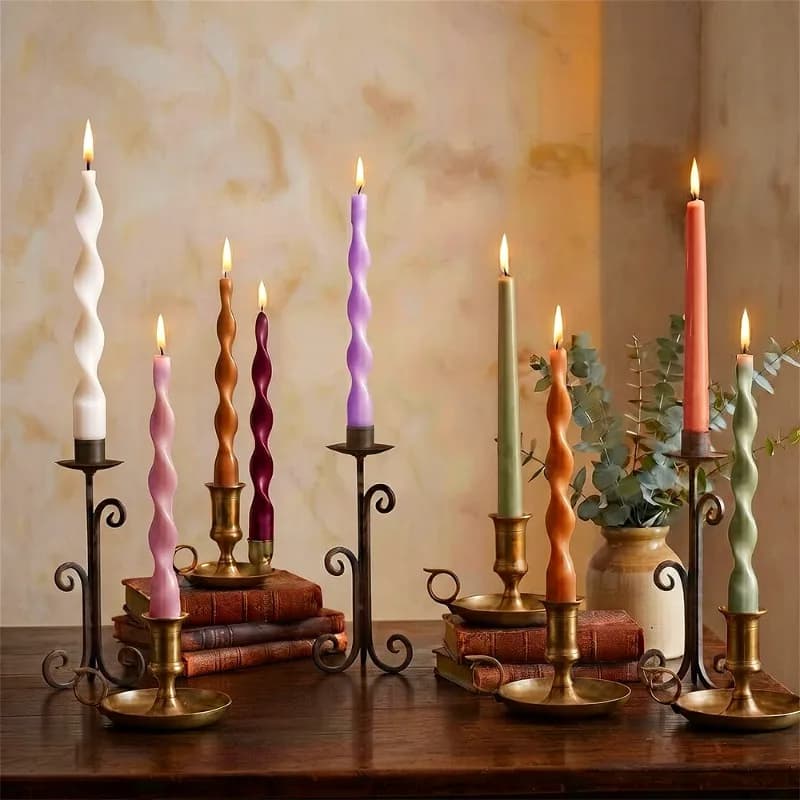 Spiral Twisted Taper Candles Pair
