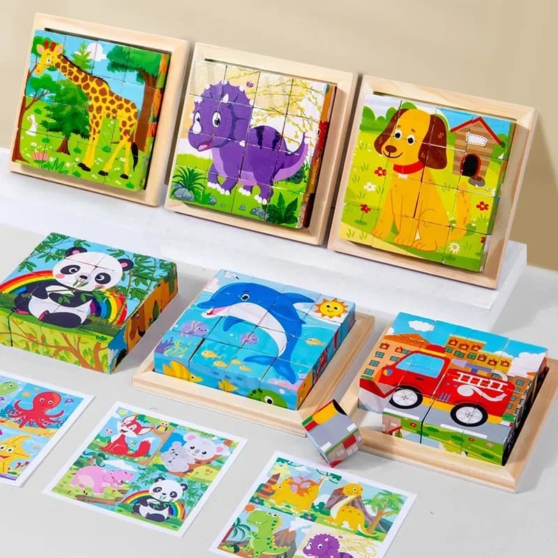 Wooden Six-Sided Puzzle Blocks