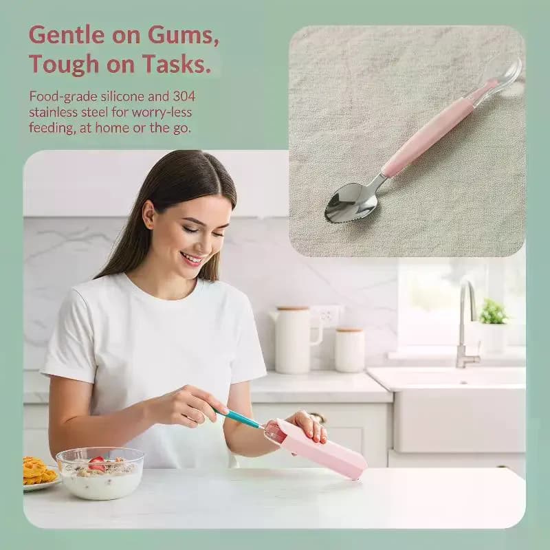 Stainless Steel Baby Spoon Set with Silicone Tips