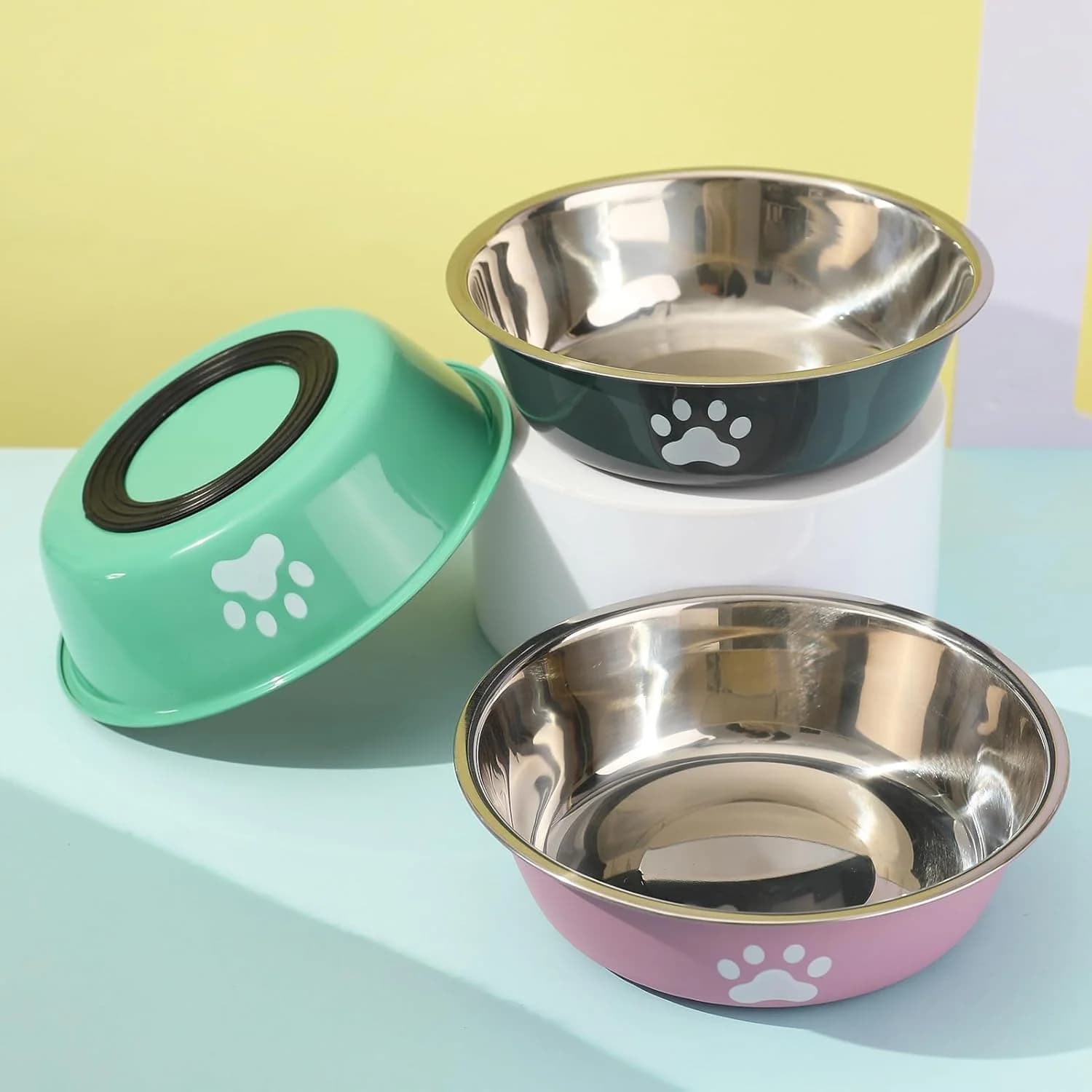 Stainless Steel Pet Feeding Bowls with Non-Slip Base