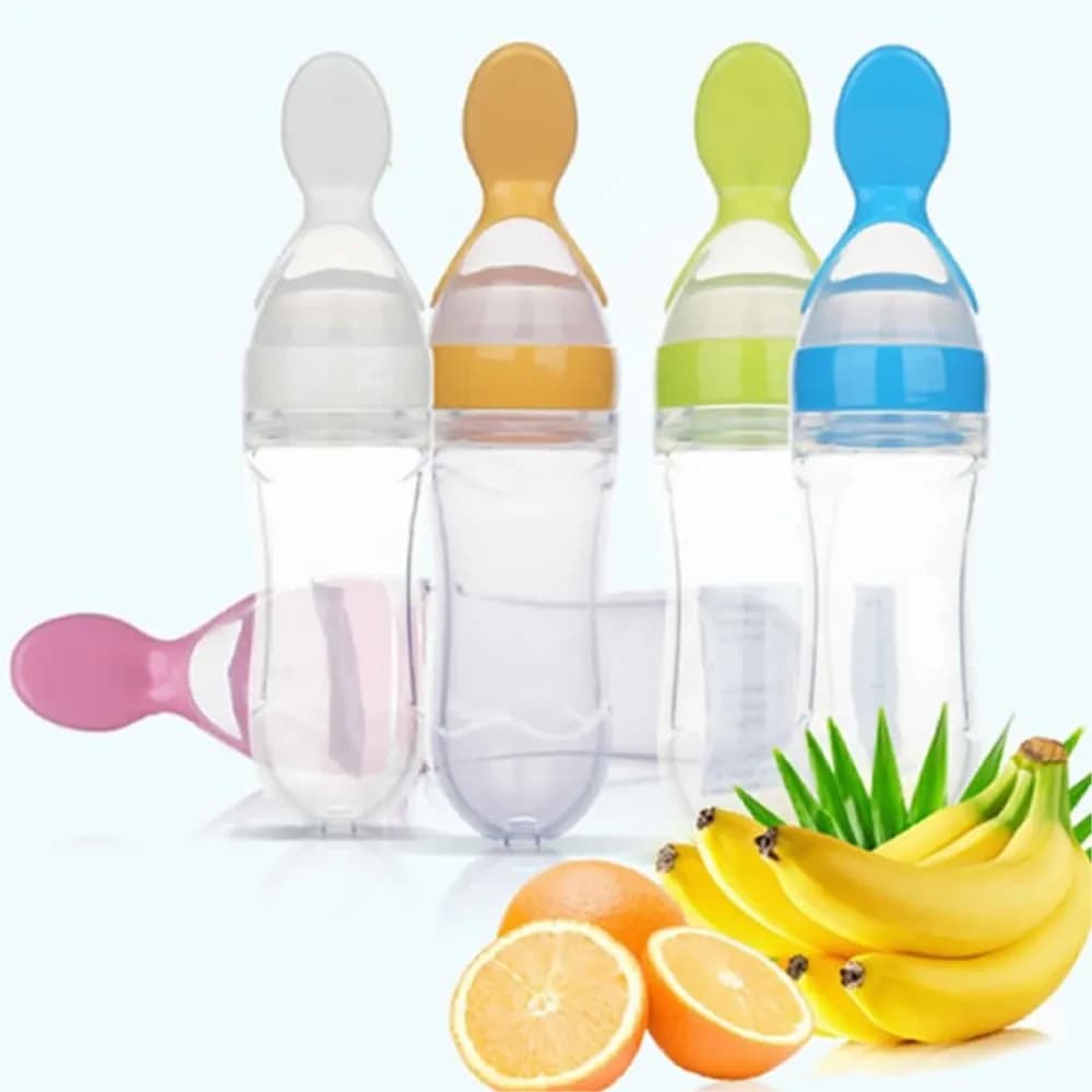 Baby Silicone Feeding Bottle with Spoon 90ml