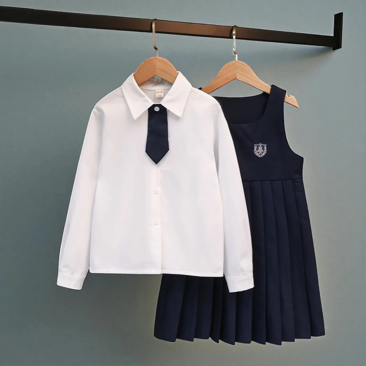 Girls School Uniform Set with Pleated Dress