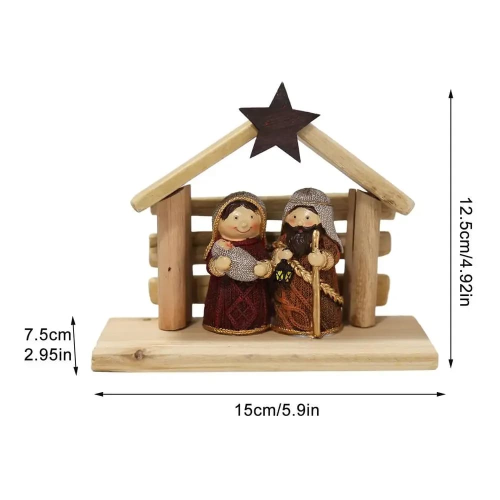 Hand-Painted Wooden Nativity Scene Ornament