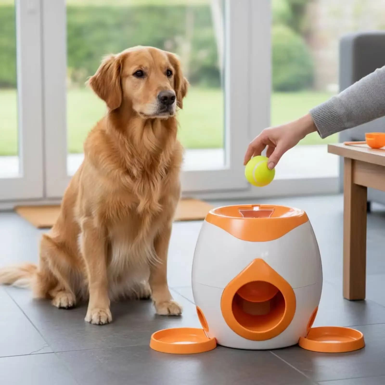 Dog Treat Dispensing Toy with Front Opening